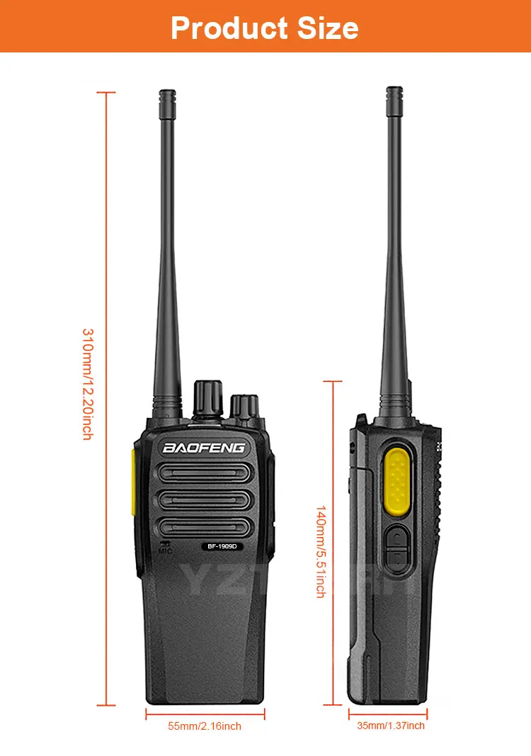 2PCS BF1909 Upgrade Baofeng BF-1909D Long Range Walkie Talkie UHF Two Way Radio Encryption 10KM 2600mAh 32 Key Configurations