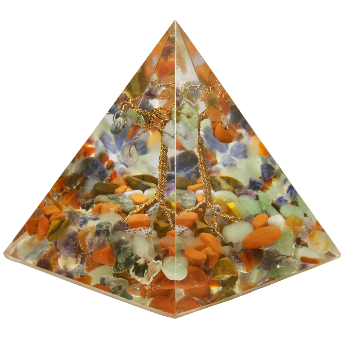 

Tumbled Crystal Quartz Life Tree Orgone Pyramid Orgonite Generator For Meditation Yoga Chakra Balancing