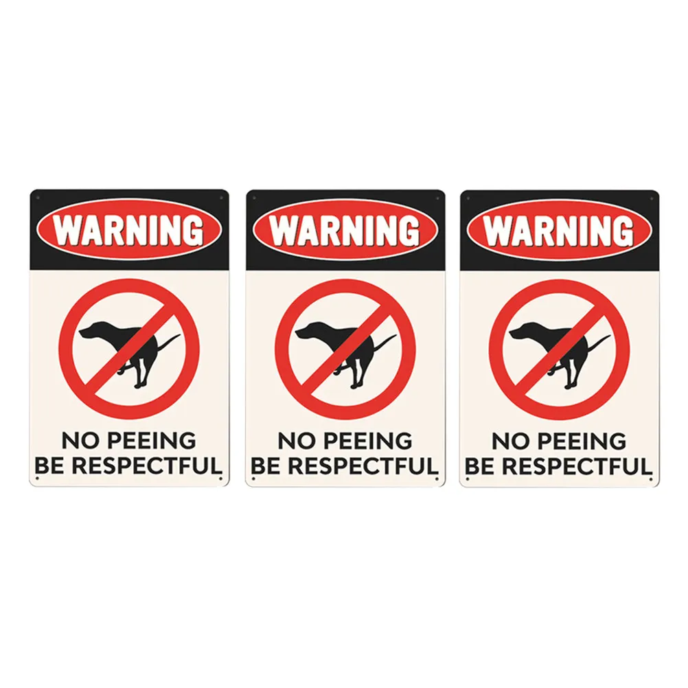 3Pcs Dog Warning Sign Iron Sheet Retro Colors No Peeing Yard Lawn Outdoor Hanging Garden Decor Warning Sign Iron Painting