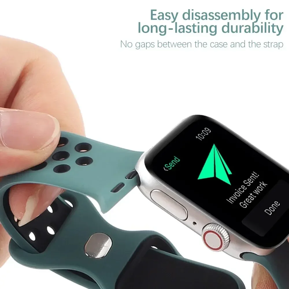 Apple Watch 밴드 용 실리콘 스트랩 Ultra2 49mm 시리즈 9 8 7 41mm 45mm 38mm 42mm 스포츠 팔찌 iWatch 7 6 SE 5 4 3 44mm 40mm