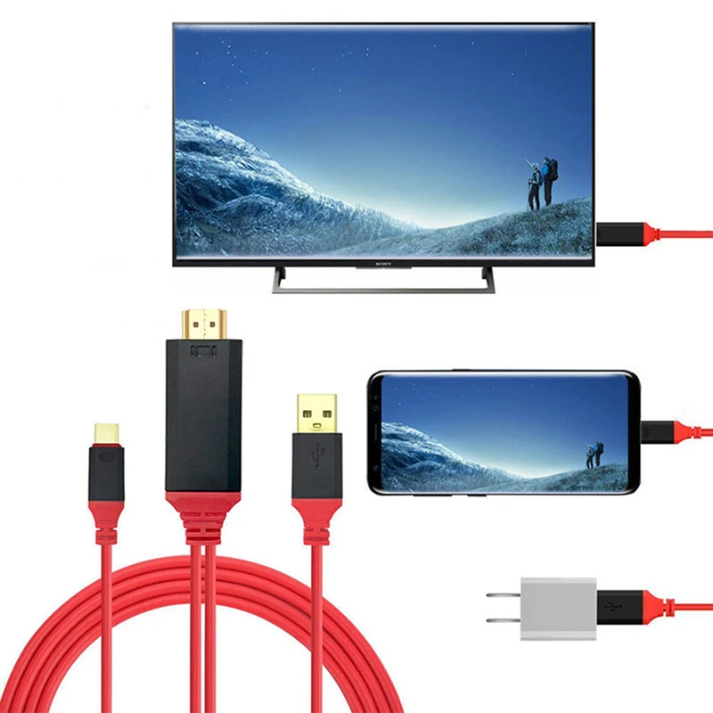 4k Ultra HD 1080P Adapter kabla konwerter 2m USB 3 w 1 typ C do HDMI kompatybilny kabel HDTV do ładowania dla Xiaomi