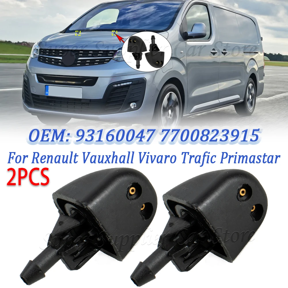 

For Renault Vauxhall Vivaro Trafic Primastar Car Front Windscreen Window Cleaning Washer Jet Nozzle 2PCS New 93160047 7700823915