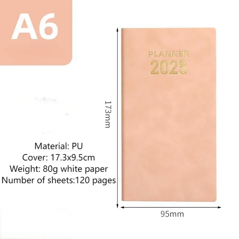 2025 A6 English Weekly Planning Notebook PU Leather Mini Portable Diary List Tasks, Expense Tracking And Organizing Meals Supply