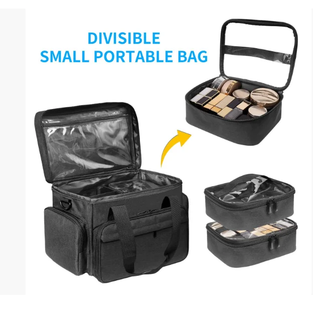 Women carry on travel makeup bag shoulder cosmetic suitcase women waterproof makeup bag cosmetic suitcase hair care product Bags
