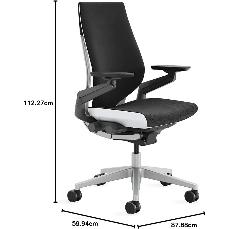 Silla de oficina Steelcase Gesture: silla de trabajo ergonómica con ruedas para alfombra, cómoda silla de oficina, sillas intuitivas para ajustar