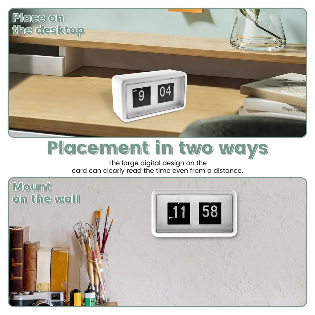2026 Trend Alarm Clock Auto Flip Alarm Clock Bedside Table Alarms Clocks Battery/USB Charging Digital Clocks for Home Decor