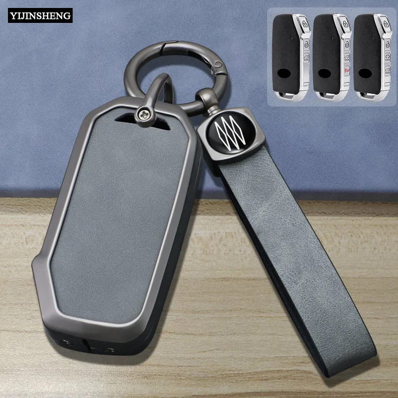 Funda de aleación de Zinc y cuero para llave de coche, funda para KIA Sportage Ceed Sorento Cerato KX5 KX-CROSS Forte K3 K5 K8 Opatima Soul, 3 y 4 botones