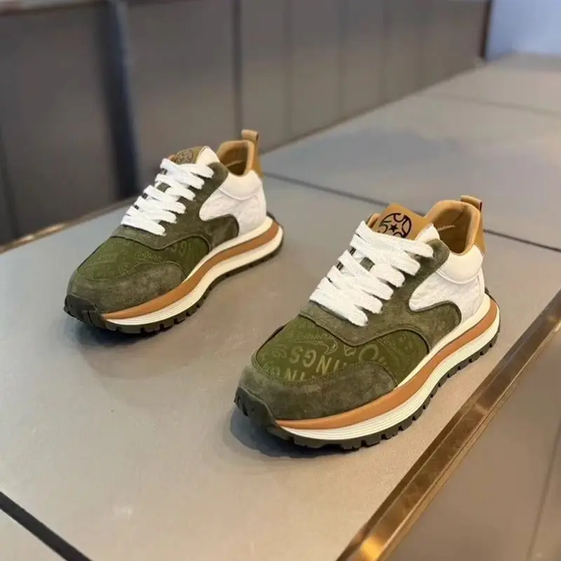 Zapatos planos a fond épais pour hommes, antideslizantes, cómodos, cordones, casuales y deportivos.