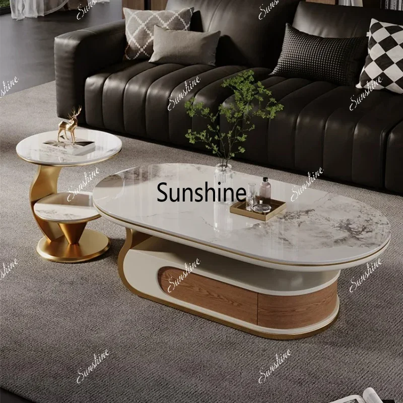 Italian rock slab coffee table living room light luxury high-end small tableTJ