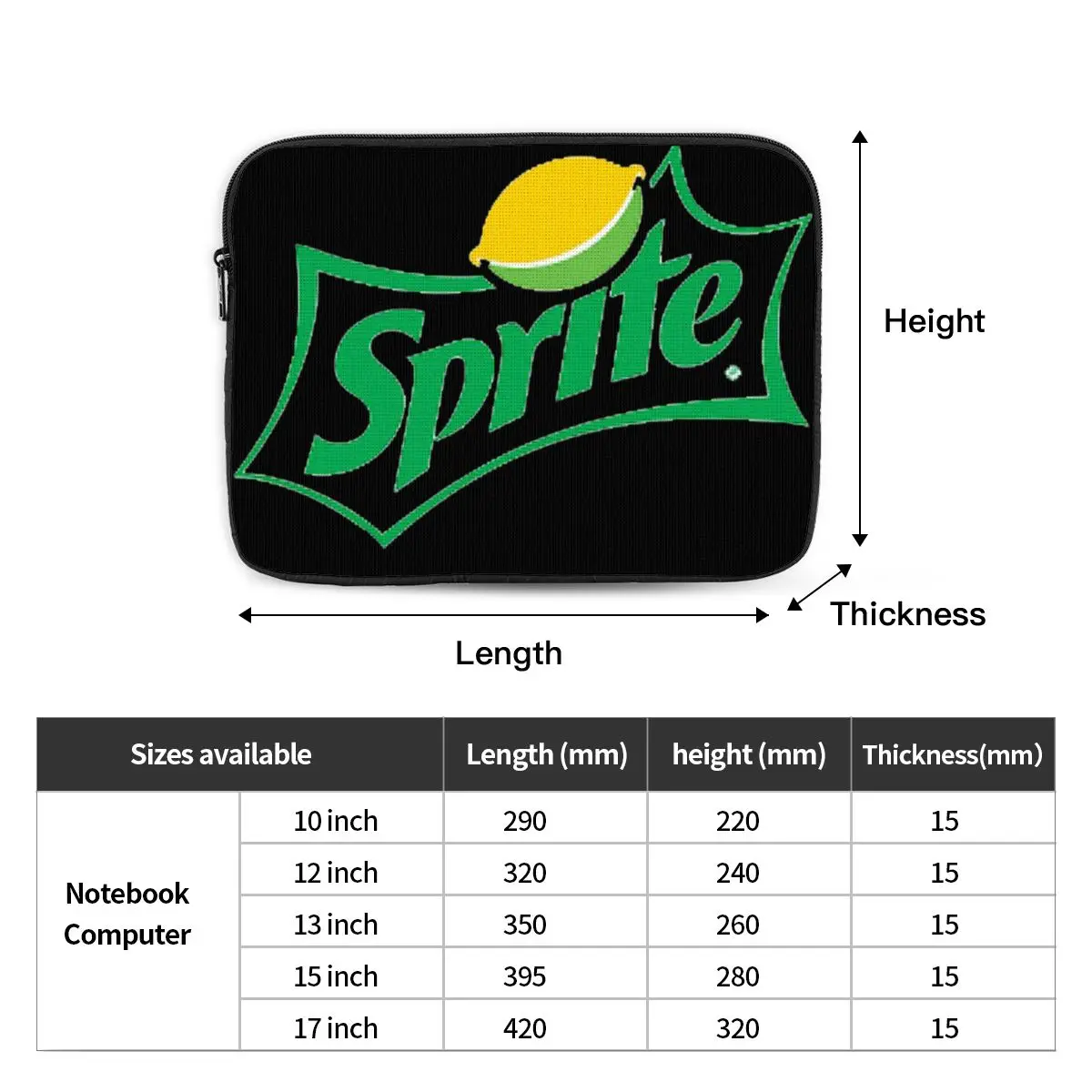 Sprite Original Logo Notebook Laptop Bag Case Pouch Notebook Sleeve Cover Bag Tablet Shockproof Case Bag