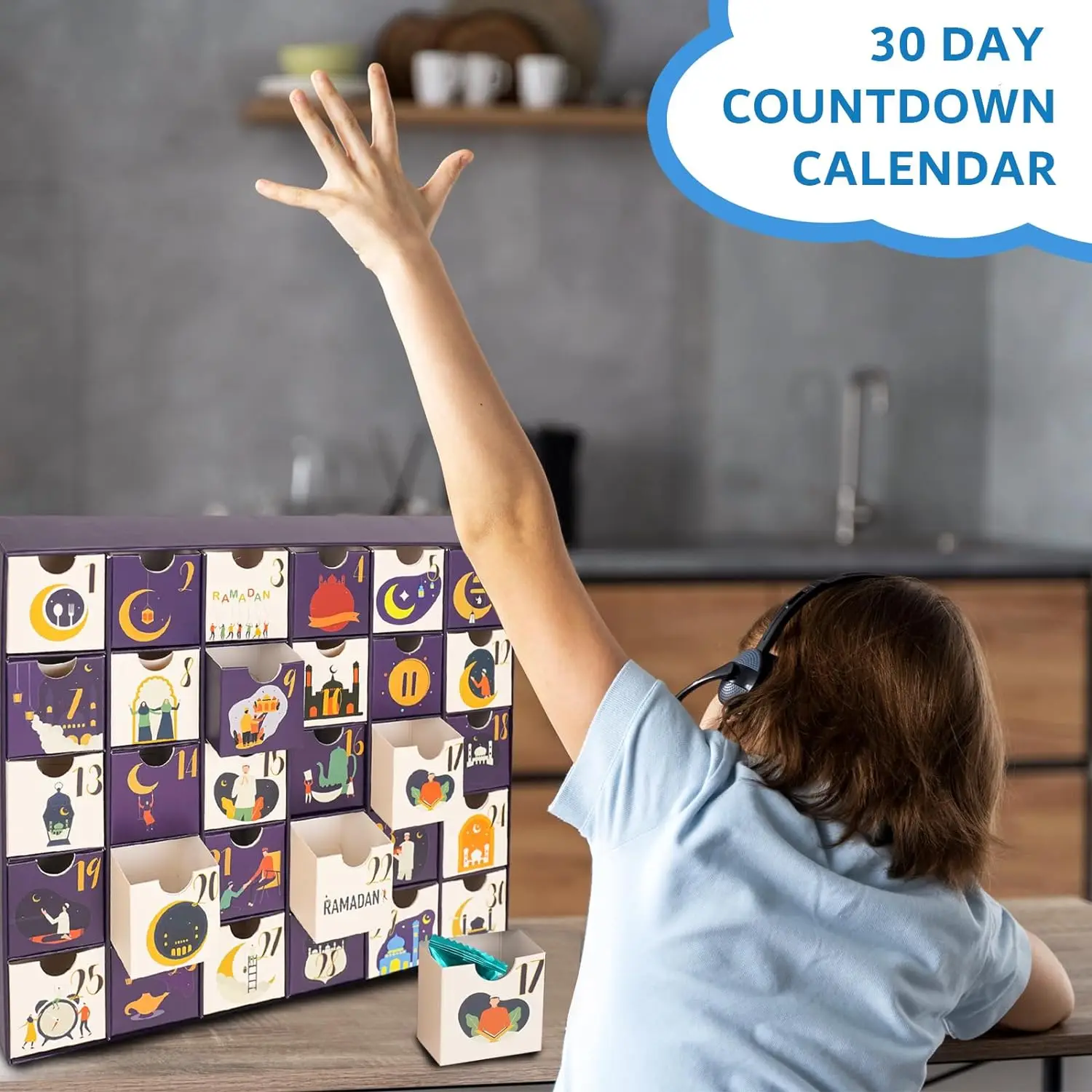 2025.Luxury Empty Mubarak Small Eid Date Ramadan Countdown Advent Gift Box for Kids Calendar - Image 3