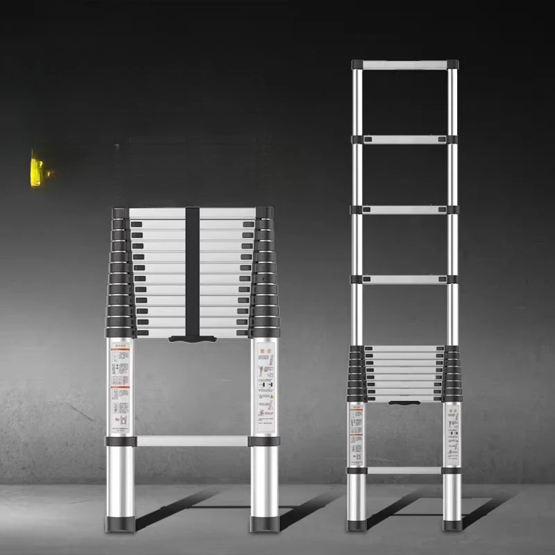 Heavy Duty Aluminum Telescoping Ladder - Portable Folding Extension Ladder for Home, Engineering, and Construction Use