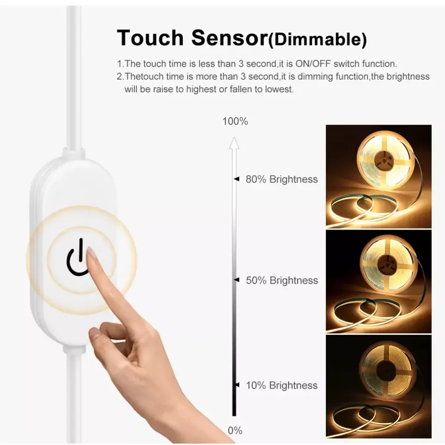 Imagem -03 - Fita de Luz Led Usb com Varredura Manual e Ondulação Iluminação com Sensor de Toque Fita para tv e Cozinha sob a Lâmpada do Armário