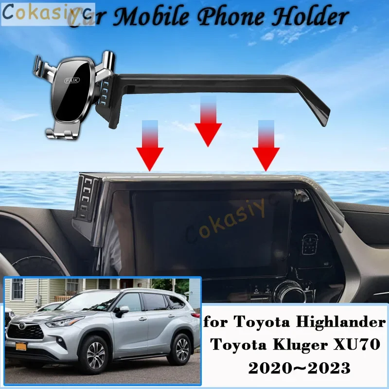 

Car Mobile Phone Holder For Toyota Highlander Kluger XU70 8" Screen 2020~2023 GPS Bracket Air Vent Gravity Stand Accessories