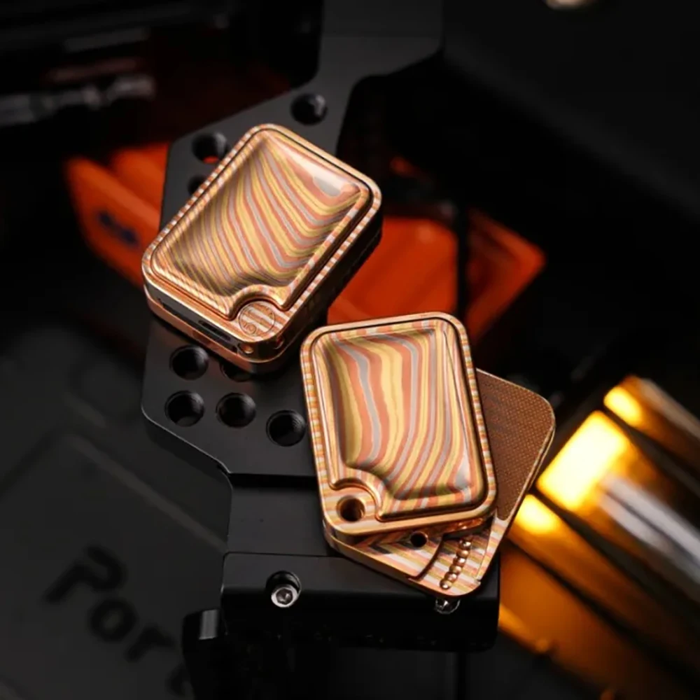 BPMODS Price Tag Mokume Side Slider Stress Relief Toy Metal Fidget Toys For Adults Anxiety Relief Gadgets EDC Pocket Toy