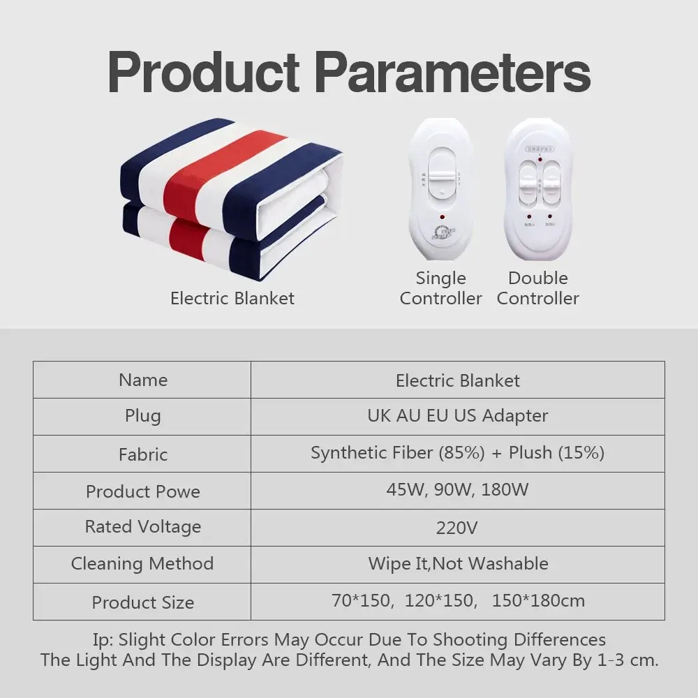 Electric Blanket 220V EU /110V US Plug Striped Printing Winter Insulation Heating Electric Blanket Temperature Control image 5
