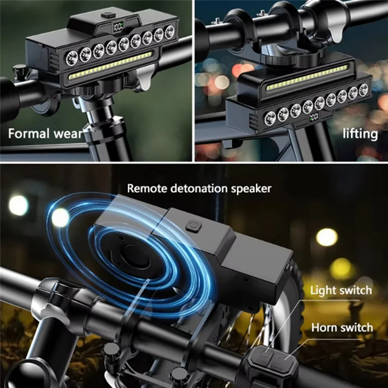 

Y67A-велосипедный передний + задний + газовая насадка, набор светильников, 9 светодиодов, перезаряжаемый звуковой сигнал для горного велосипеда, велосипедный фонарик, аксессуары для велосипеда