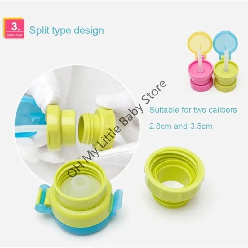 

M76C Portable Juice SodaWater Bottle Twist Cover Cap with Straw for Children Durable