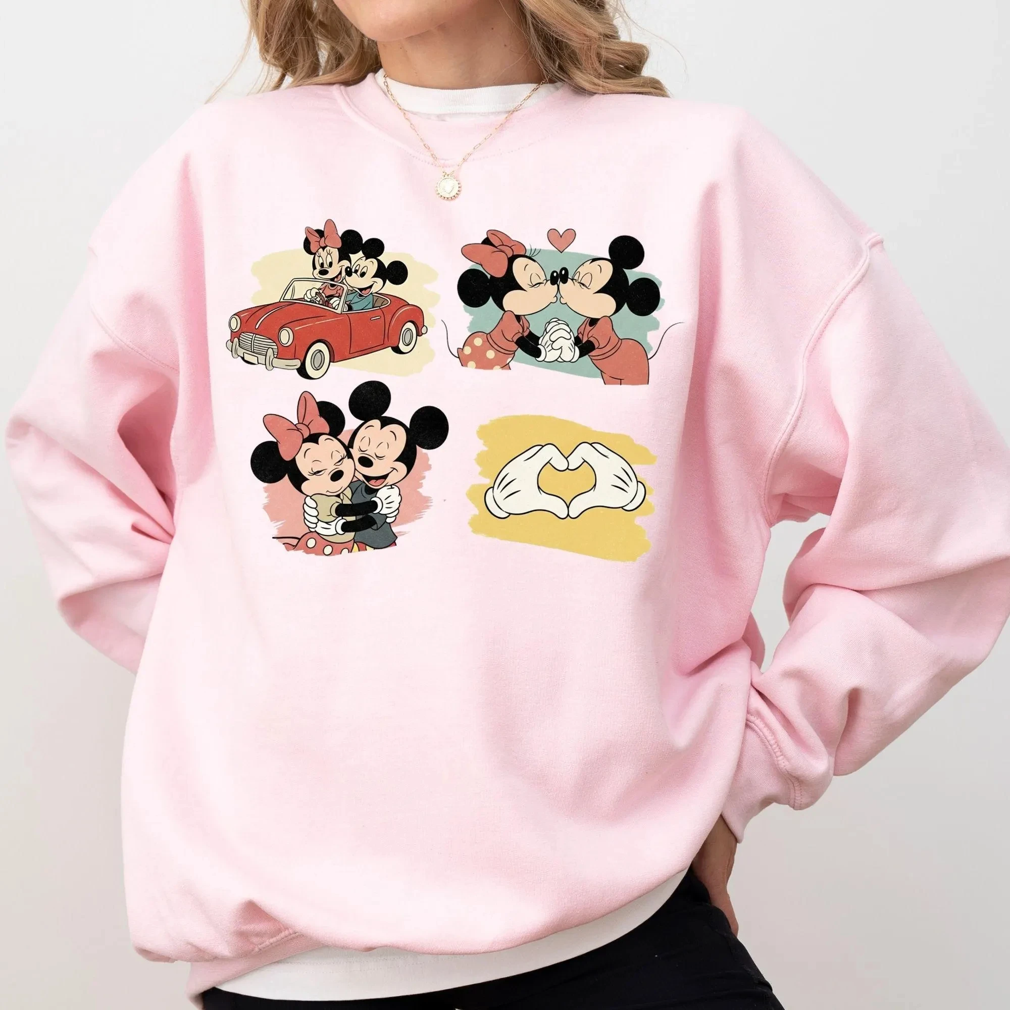 

Новинка 2026: Модные спортивные худи Disney Mickey Friends с принтом для девочек, весенние свободные хлопковые худи для пар