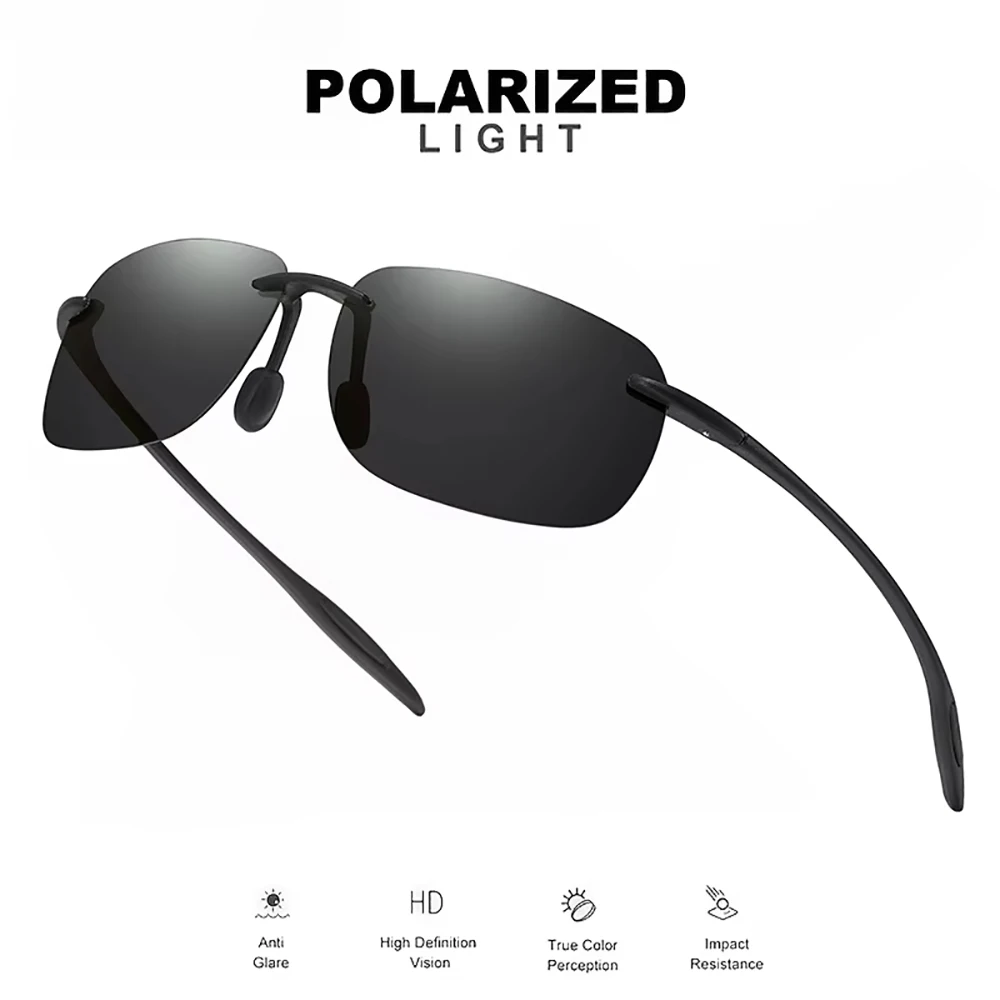 Ultraleichte 11g TR90 Rahmenlose Polarisierte Sonnenbrille UV400-Schutz Rahmenbrille für Outdoor-Abenteuer Casual – Detail 6