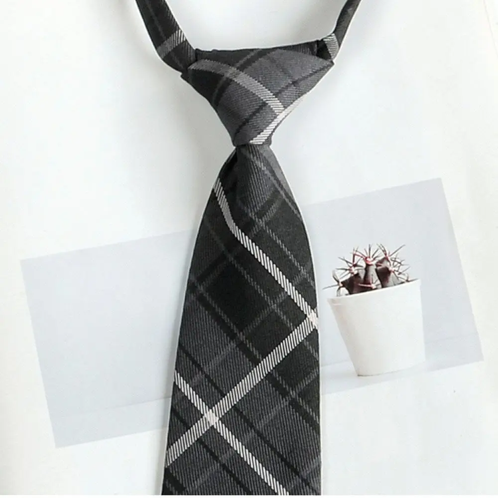 gravata-xadrez-pre-amarrada-cor-cinza-acessorio-para-uniforme-escolar-estilo-japones-jk-confortavel-feita-de-poliester-para-estudantes