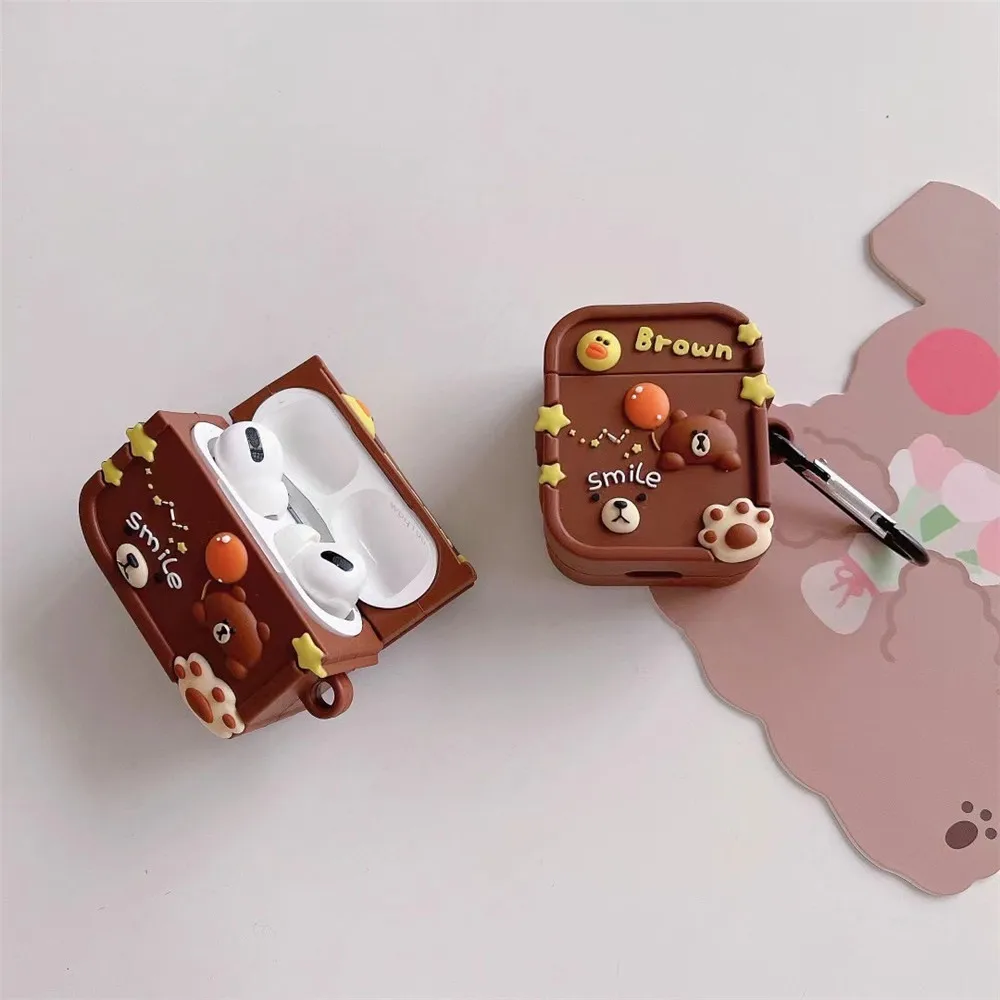 For Airpods 123 Pro 2 Cartoon Cases Silicone With Keychain Creative Anime Earphone Protective Cover For Apple Airpod Accessories