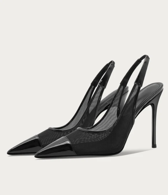 

Yujie sexy high heels, women's mesh, back strap, pointed sandals women's handbag cool single shoes, professional commuting shoes