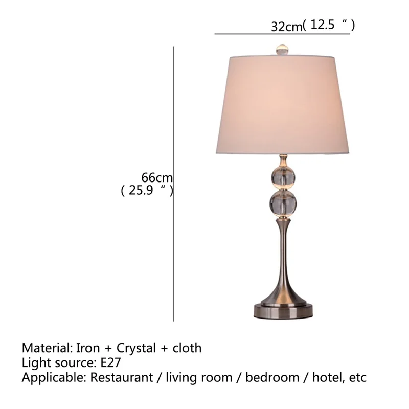 TEMAR Simple Table Lamp Modern LED Crystal Decorative Desk Light for Home Bed Room Bedside