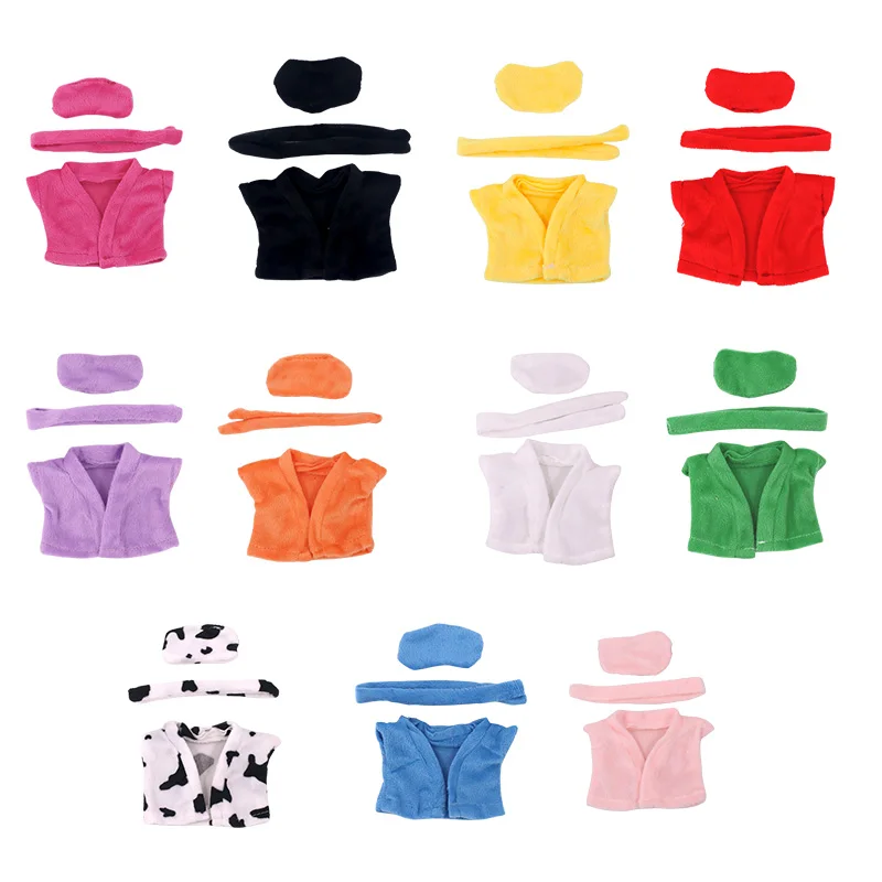 For Labubu 17CM Doll Clothes Pop Plush Sleeping Robe+Eye Mask,Pajamas Cute Slippers Doll Accessories Girl's Toys Christmas Gifts