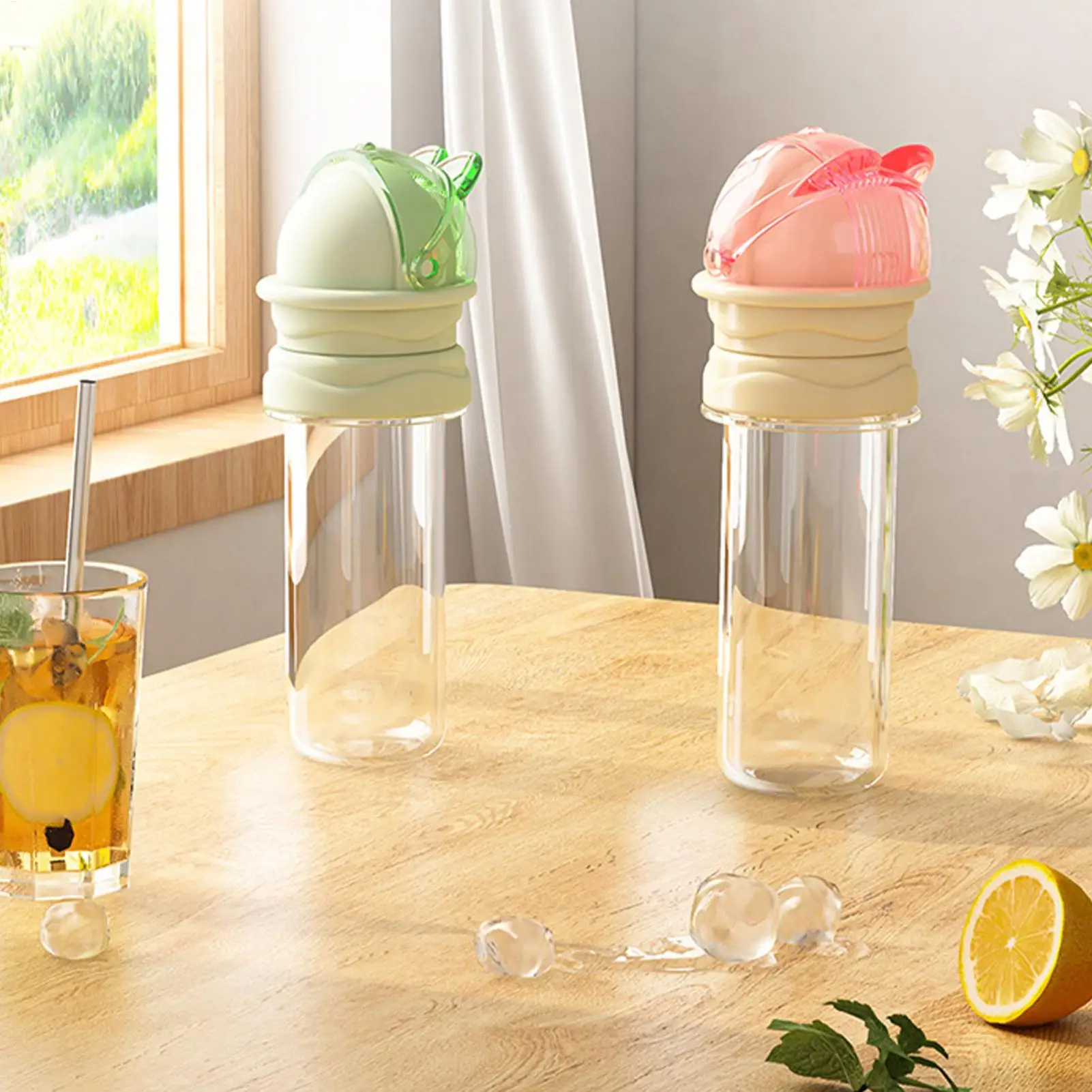 Water Bottle Sippy Top Cartoon Leak Proof Reusable Sippy Cup Conversion Straw Lid for Beverage Milk Water Home Travel School