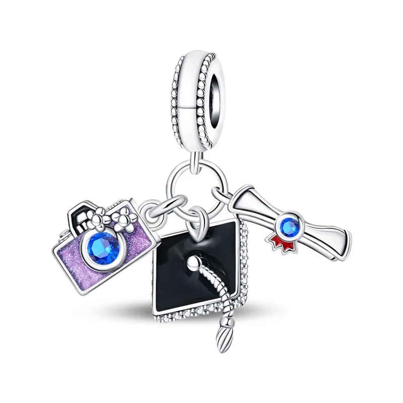 925 Sterling Silver Graduation Ceremony Charms Pendant Fit Original Bracelet DIY Women Engagement Jewelry Gift