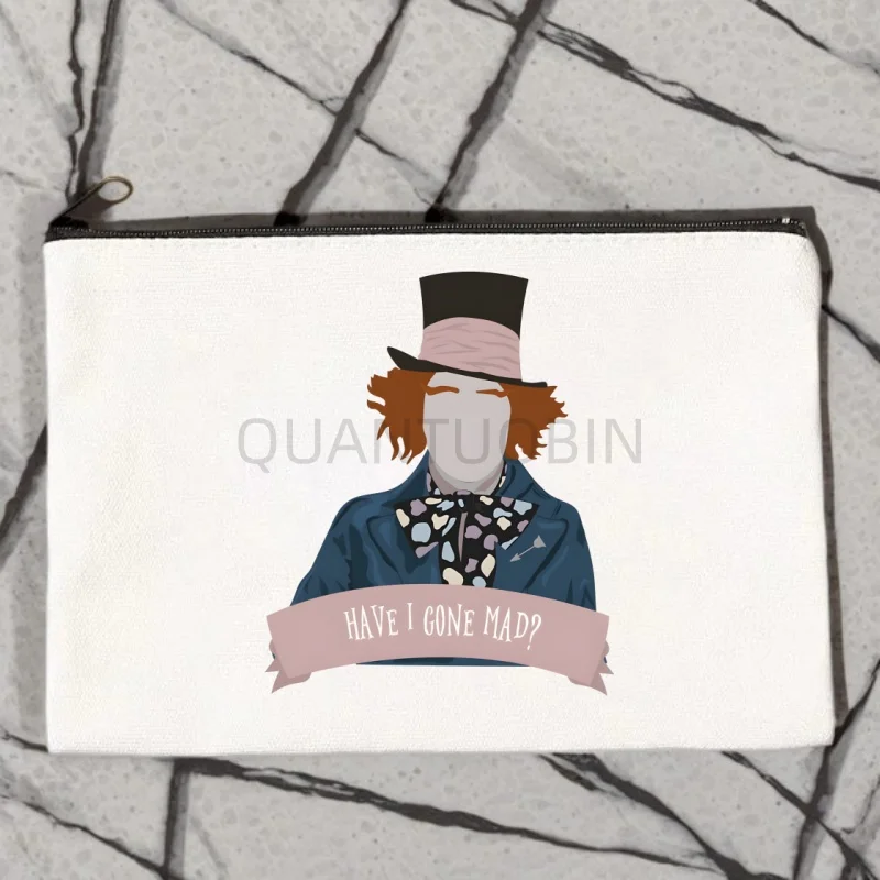 Sombrerero Loco bolso de mano bolsa de maquillaje moda cosméticos almacenamiento bolsa de lona respetuoso con el medio ambiente cartera de compras para mujer