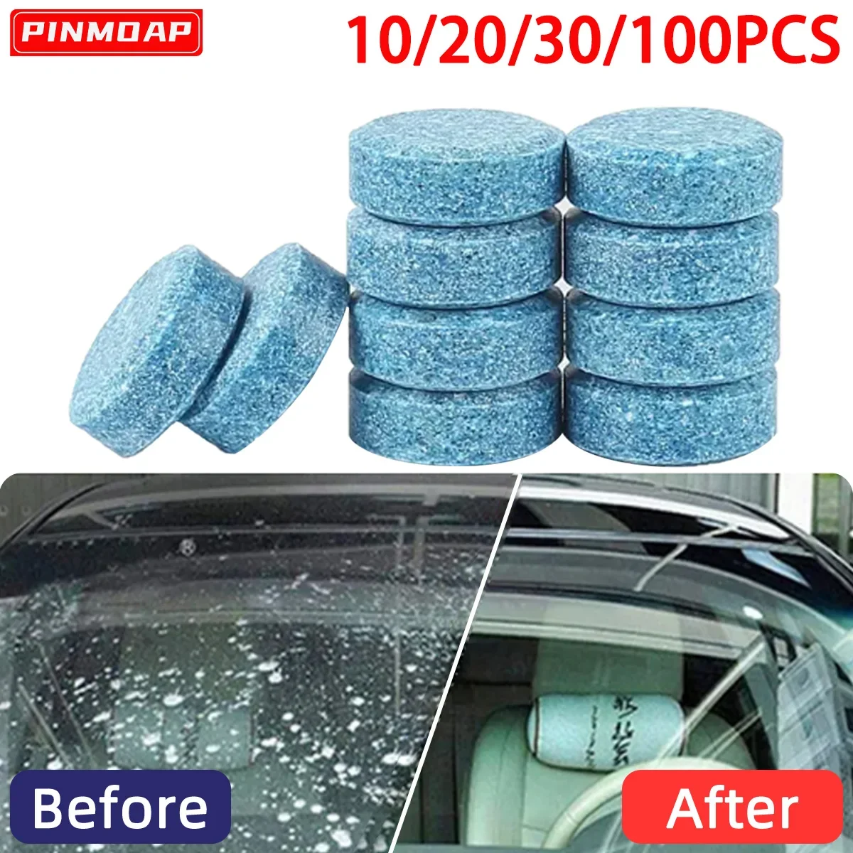 10/20/30/100pcs Glass Cleaner Practical Clean Effervescent Tablets Home Furnishing Car Use Strong Cleaning Solid Bath Of Glass