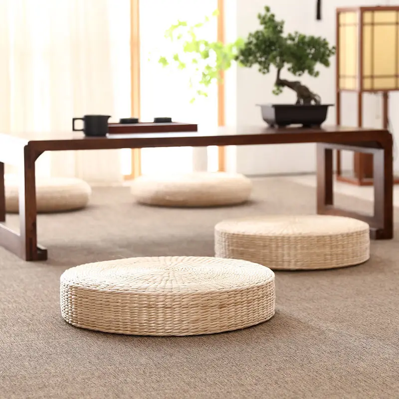 Japanese style futon cushion, grass mat, meditation meditation, tatami rice mat, household cushion, straw woven buttocks mat, Bu