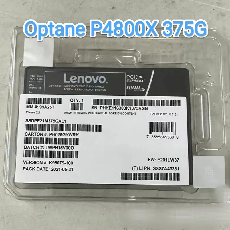 SSDPE21K750GA01/SSDPE21K750GA For  Optane P4800X 750G 2.5in 6Gb/S Nvme/U.2 PCIex4 3D XPoint 30DWPD Dc SSD Solid State Drive