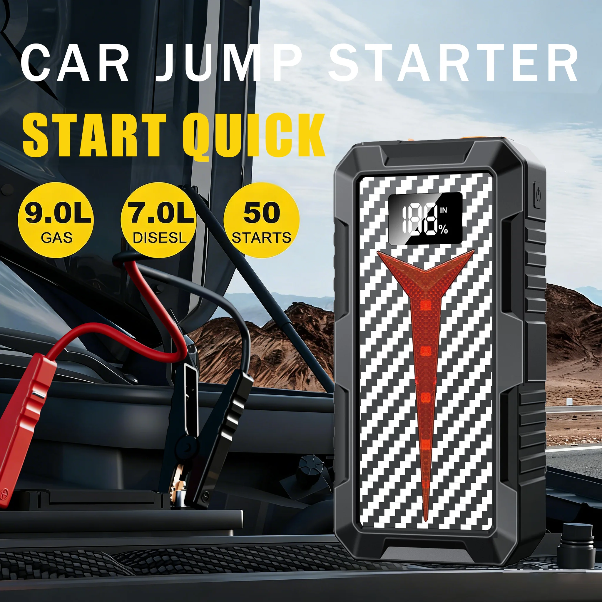 High Quality Car Jump Starter with Air Compressor, Portable Power Bank for Roadside Emergencies
