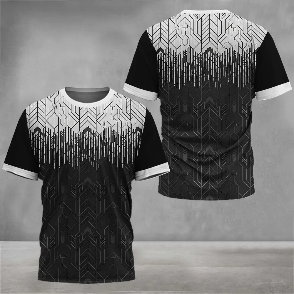 

Trendy mens clothing 3D printed digital stripe graphic t shirts loose casual short sleeved outdoor sports round neck top for men