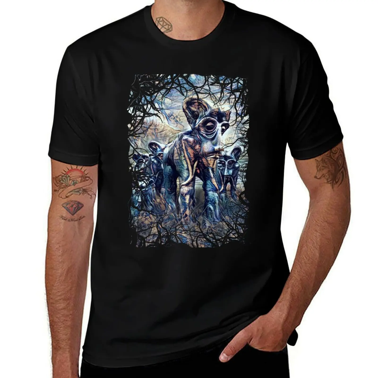 

Imaginary tribe of Moaiphants Portrait (color scheme 3) T-Shirt Sports Casual Breathable Tee Shirt