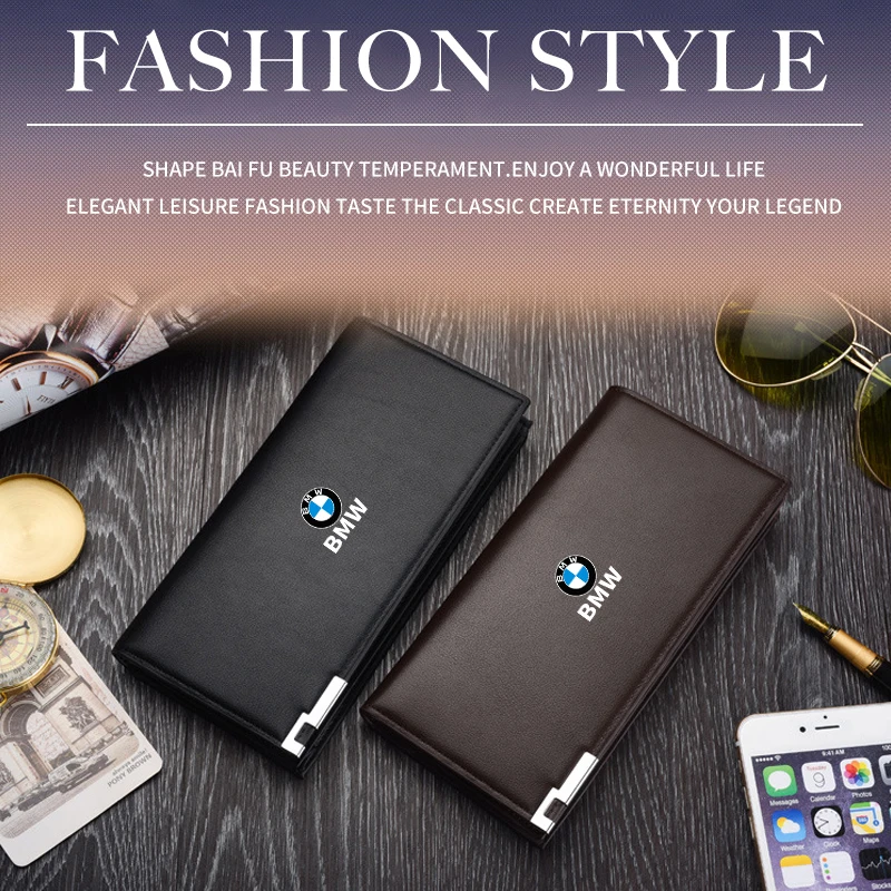 Car Logo Men Business Fashion Zip Leather Wallet Coin Purse Credit Card Holder For BMW Motorsport X1 X3 X5 E39 E46 E90 F20 E60