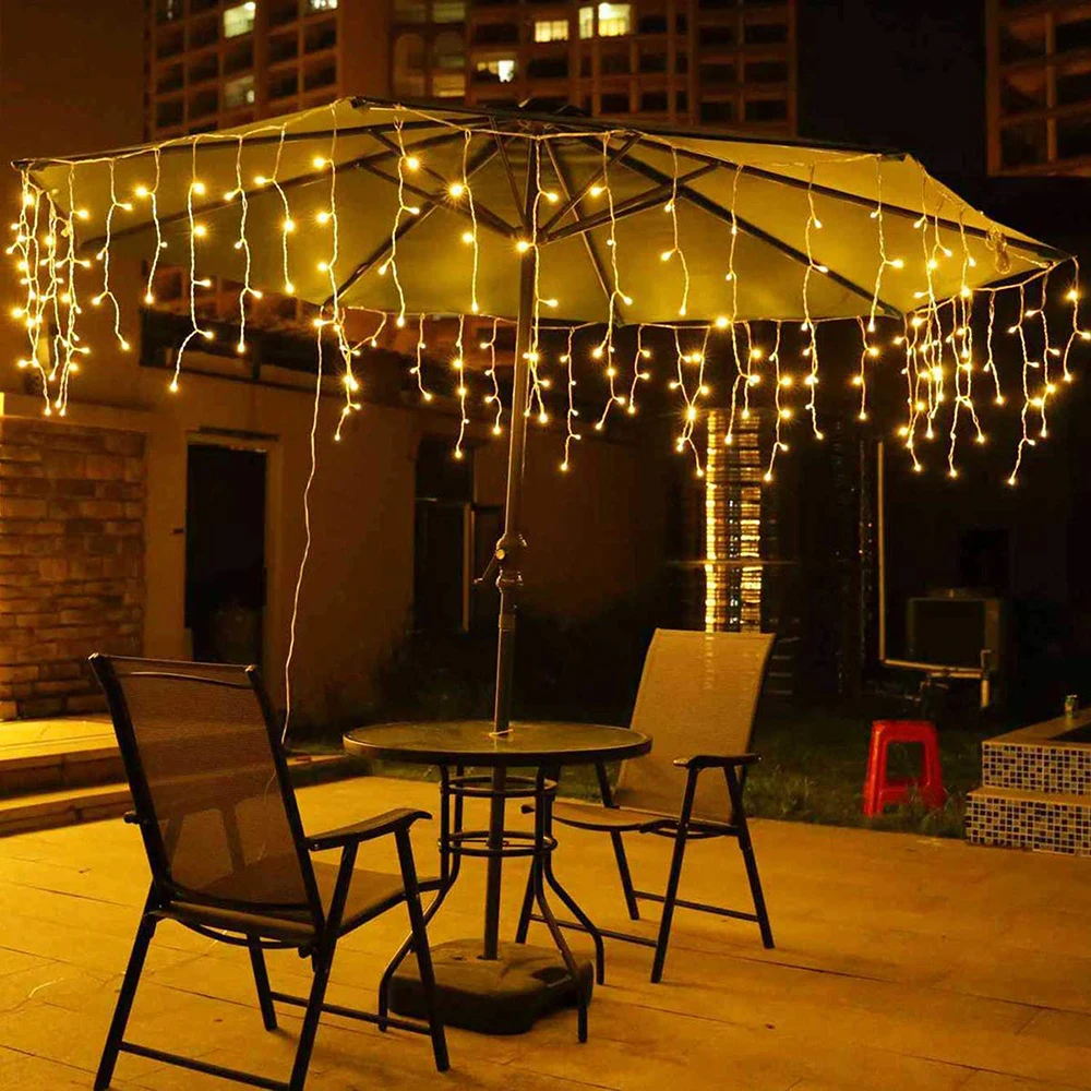 3.5M 5M คริสต์มาส LED Curtain Icicle String Light droop 0.4-0.8m LED ปาร์ตี้สวนเวทีกลางแจ้งตกแต่ง Fairy Light