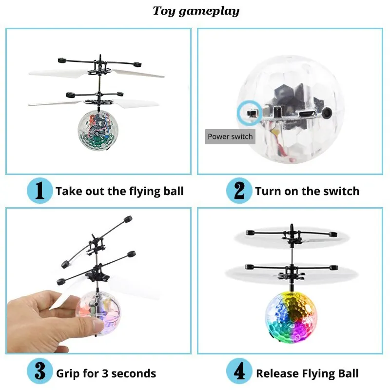 Led Light Suspension Crystal Ball induzione a infrarossi RC Gesture Control giocattoli luminosi colorati regalo unico per i bambini