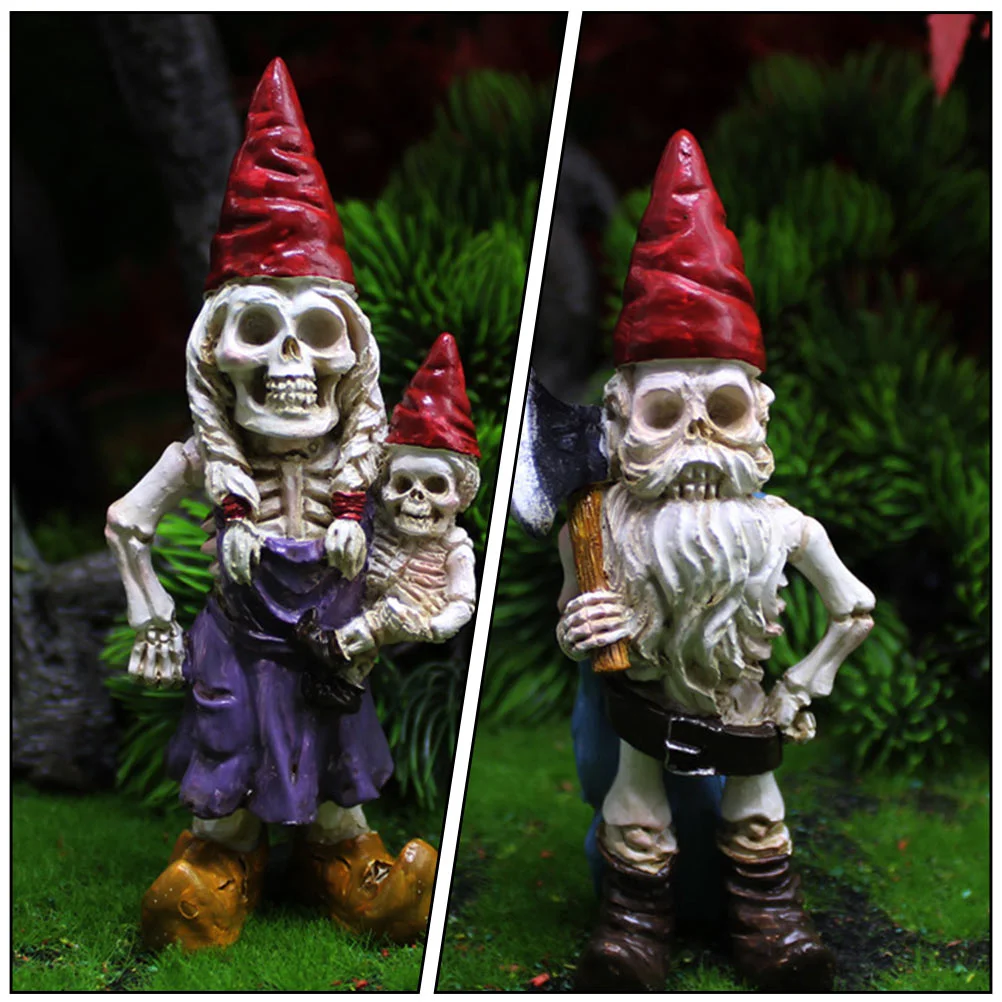 2Pcs Dwarf Adornment Zombie Garden Garden Gnomes Ornaments Zombie Gnome Lawn Statues Decorations