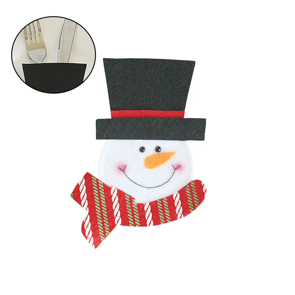 

3Pcs Christmas Tableware Covers Bright Colorful Multifunctional Party Table Decoration Snowman Pattern Eco Friendly