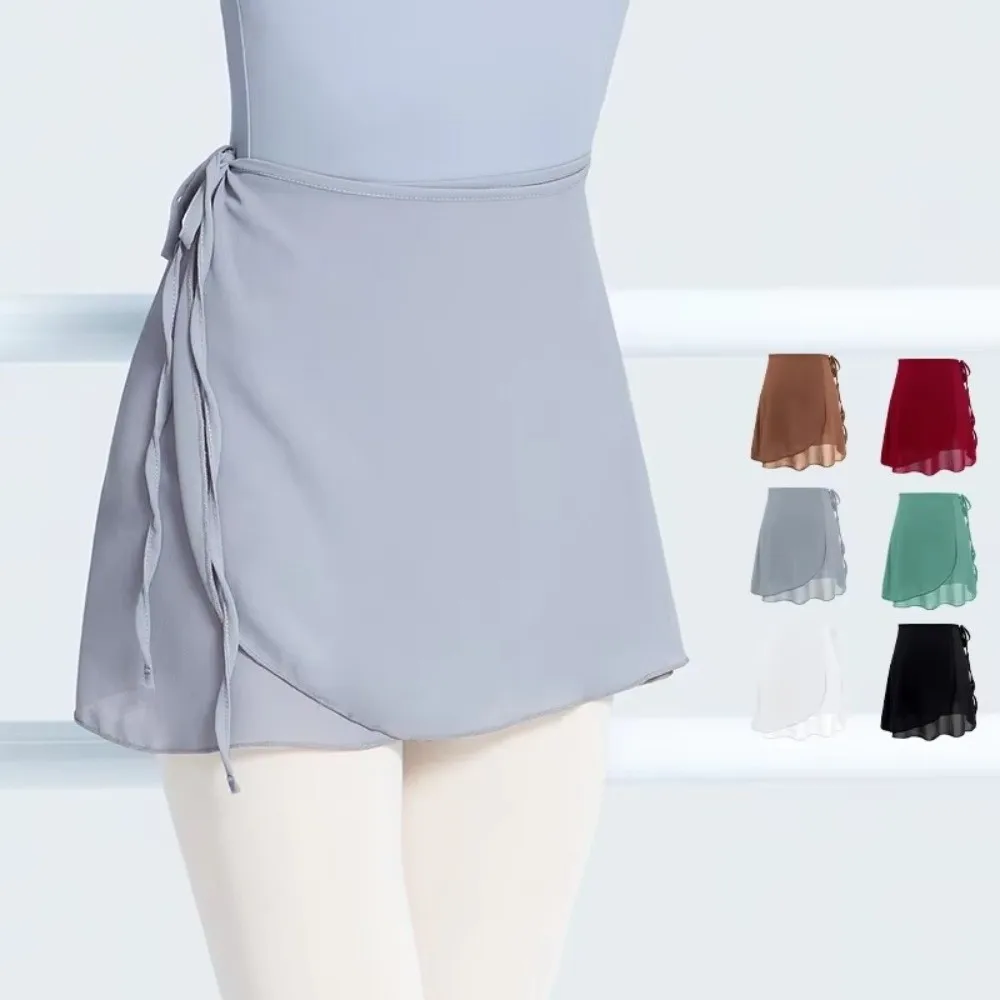 

New Chiffon Ballet Skirt Wrap Skirt Solid Color Dance Skirt Short Tie Up Tutu Dance Skirt Gymnastics Training