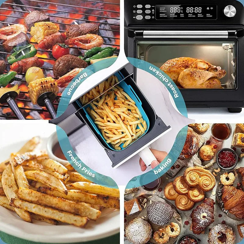 Doublures de friteuse à air réutilisables pour les touristes de la friteuse à air Ninja, doublure en silicone pour les accessoires de friteuse à air Ninja, gris