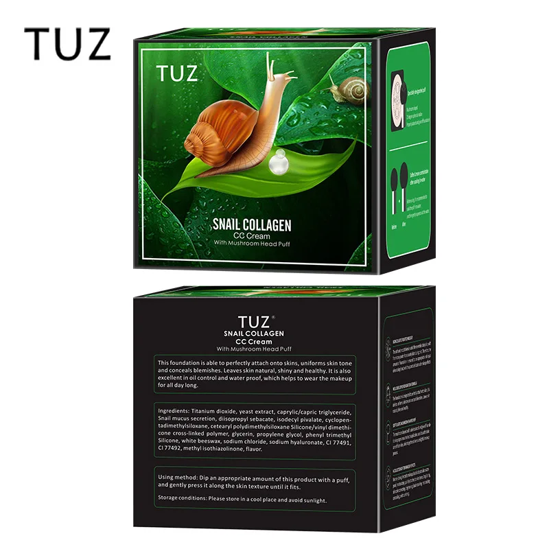 TUZ0214 Snail Collagen CC Cream Mushroom Head Air Cushion BB Cream Foundation Liquid Concealer Brightening Wholesale Makeup Sale