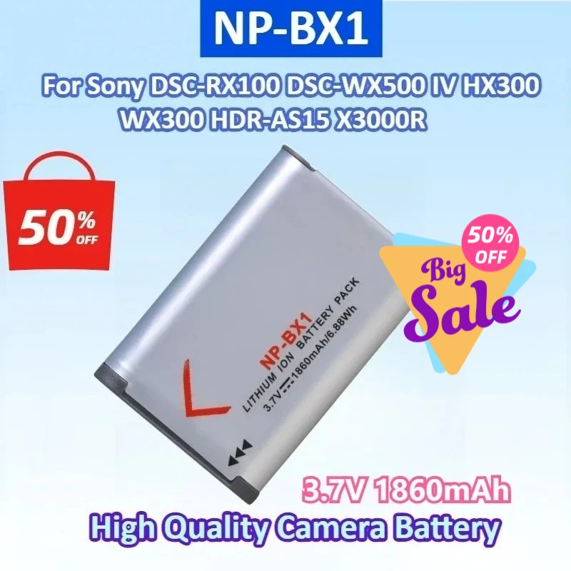 

Newly NP-BX1 3.7V 1860mAh Camera Battery for Sony DSC-RX100 DSC-WX500 IV HX300 WX300 HDR-AS15 X3000R MV1 AS30V HDR-AS300
