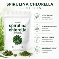 Organic Spirulina Chlorella Tablets 3000mg 720 Count Superfood Blend with Vegan Protein Energy Immunity Digestive Support 3