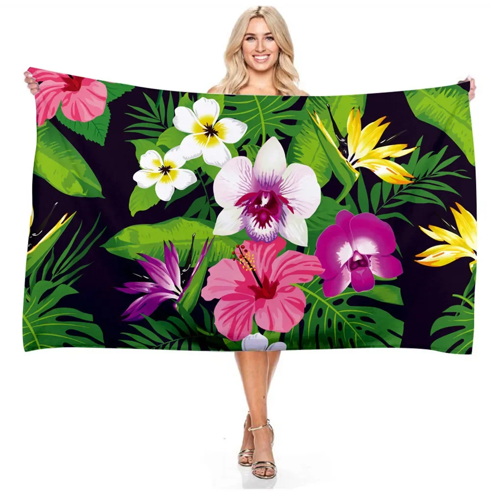 Cetakan Digital Nanas Daun Palem Bunga Beach Towel Microfiber Quick Dry Home Decor Picnic Yoga Gym Mat Travel Camping Women