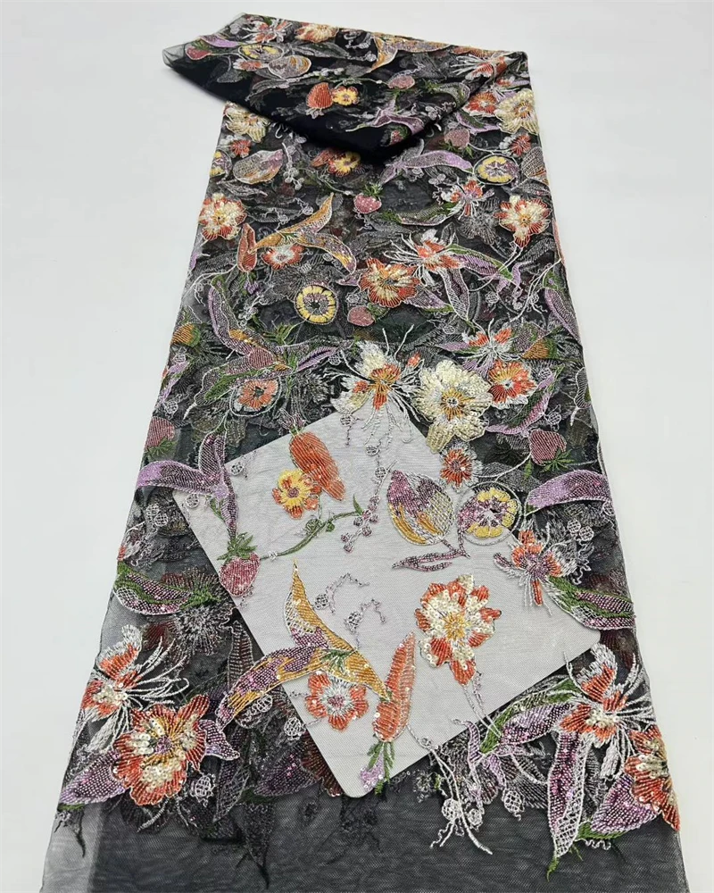 High-end luxe Franse borduurwerk kralen kant stof met pailletten voor bruiloft nieuwste hete verkoop nieuw ontwerp Afrikaanse Nigeriaanse stijl